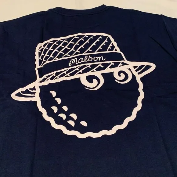 *RESERVED* Malbon Golf sz XXL Bucket Hat Bon Script SS Logo T-shirt Round Navy - Picture 2 of 6